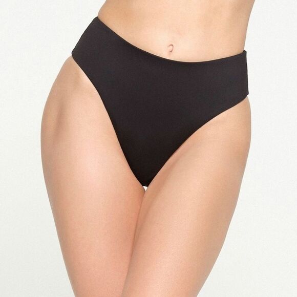NWT Skims Mid Waist Bikini Bottom in Black Onyx- Size Small - Picture 1 of 9